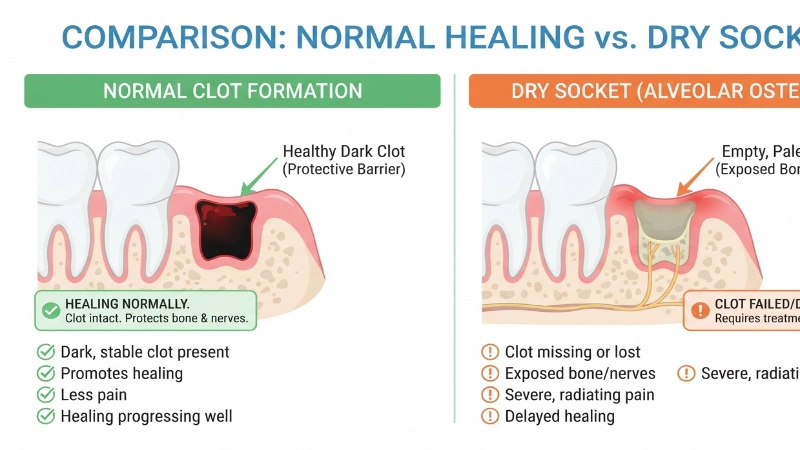 Dry Socket vs. Normal Healing Socket